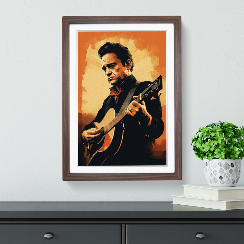 Johnny Cash Digital - Framed Print, Walnut Framed, 34cm H x 25cm W x 2cm D