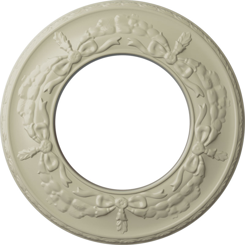 Médaillon de plafond Endurathane Salem, P 13 1/4 po x P 7 1/8 po x P 7/8 po (convient aux auvents jusqu'à 7 1/8 po), finition jaune clair peinte à la main