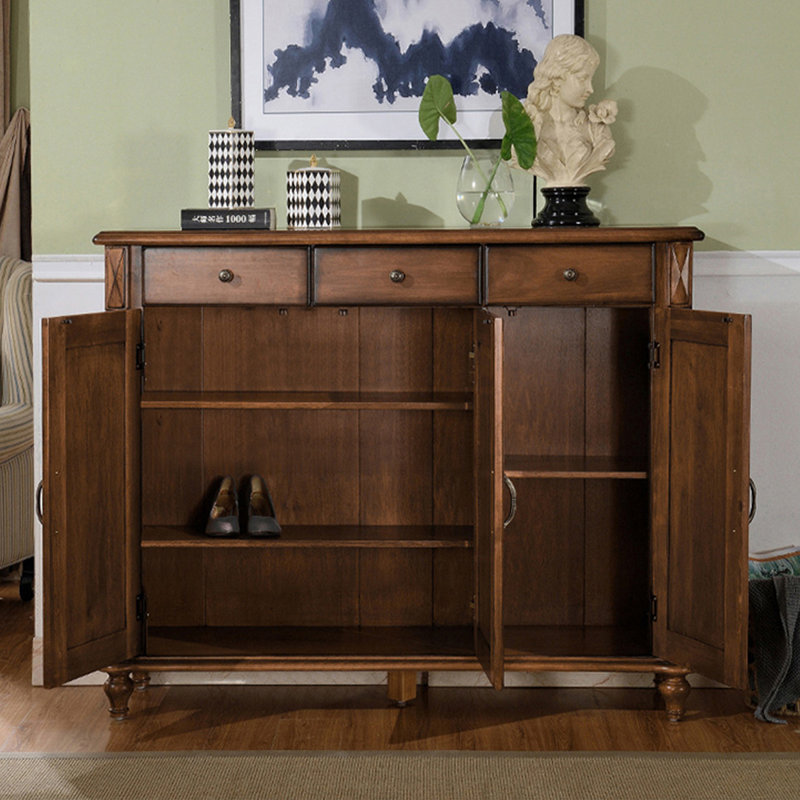 Cherry Solid Wood Shoe Storage Bench