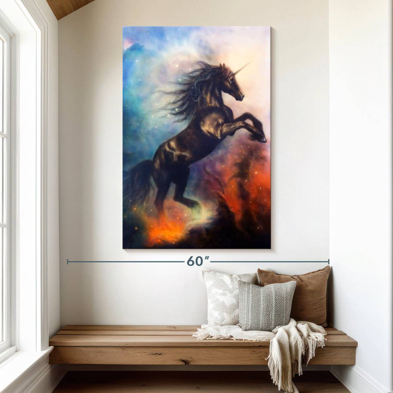 Kelan Cosmic Black Unicorn, 51" H x 34" W