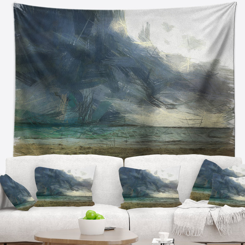 Tapisserie aquarelle «La mer avant la tempête», H 32 po x l 39 po