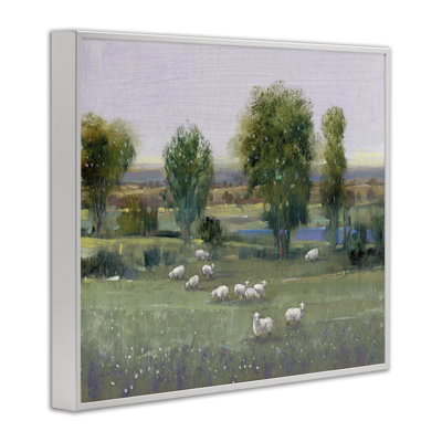 «Sheep in Pasture Overlook», art de la giclée encadrée, design par Tim Ottoole