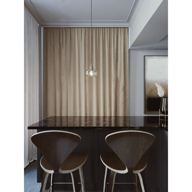 Luminaire suspendu simple en forme de cloche à 1 lumière Chickerell, Noir/transparent