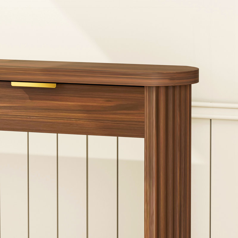 Table de rangement à motifs ondulés avec tiroirs, Noyer