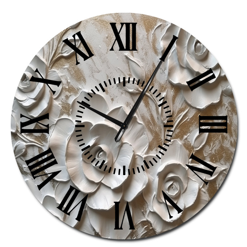 Horloge murale White Roses In Bloom, Surdimensionné