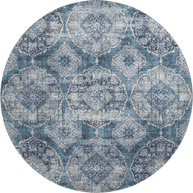 Premium Machine Washable Mayfield AMF2196 panel Rug, Denim, 8' Round