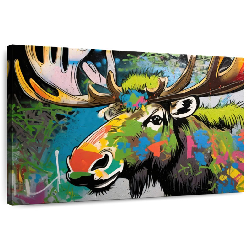 Brampt Moose - Graffiti Animals, 34" H x 51" W