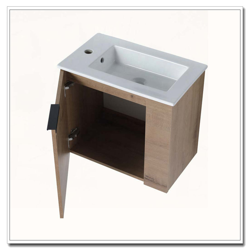 Meuble-lavabo flottant avec évier, Imitation chêne