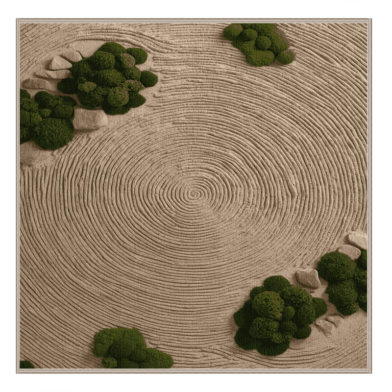 Tapis botanique brun lavable à la machine, Carré 6 pi