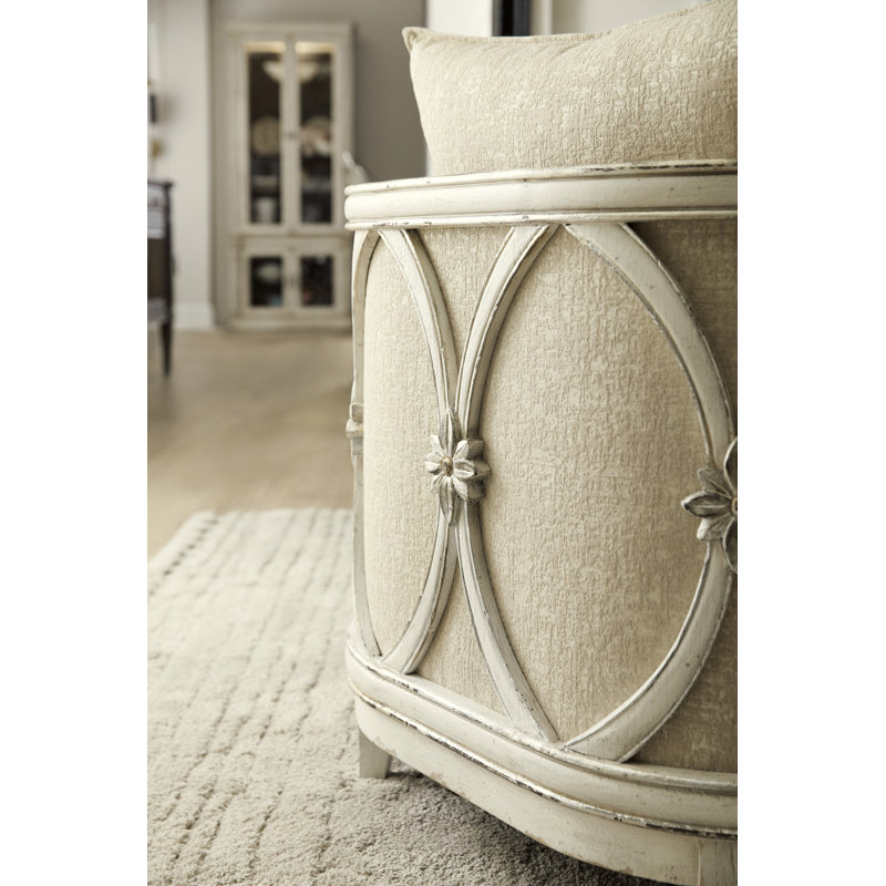 Beige and White Traditional Wood Lounge Chair