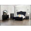 Commode 1 pièce glamour à finition noire avec façade incurvée, tiroir pleine extension, poignées en acrylique, pieds tournés, plateau doublé de feutre pour la chambre à coucher