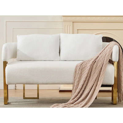 51" Wide Teddy Fleece Loveseat For Small Apartment