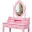 Ensemble de coiffeuse avec miroir et tabouret rembourré Pink Princess, coiffeuse en bois à 4 tiroirs pour chambre de fille, coiffeuse avec beaucoup de rangement-1085241307