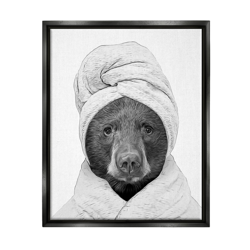 «Bear Bear» par Annalisa Latella, Cadre flottant noir de jais, H 21 po x l 17 po x P 1,7 po