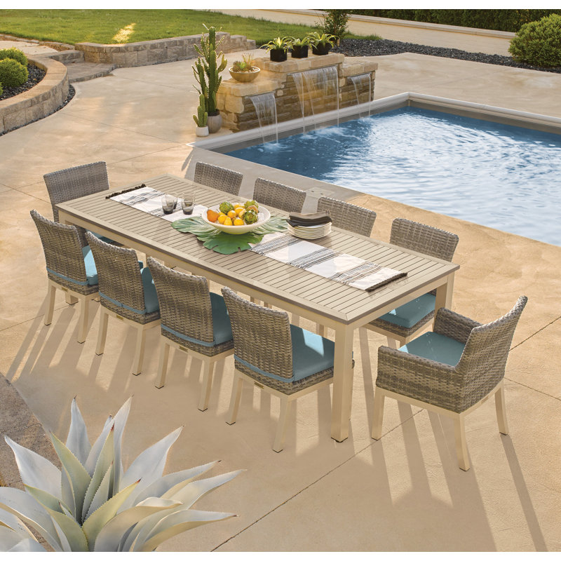 Travira 103" Long Tekwood Outdoor Dining Table, Teakwood Vintage