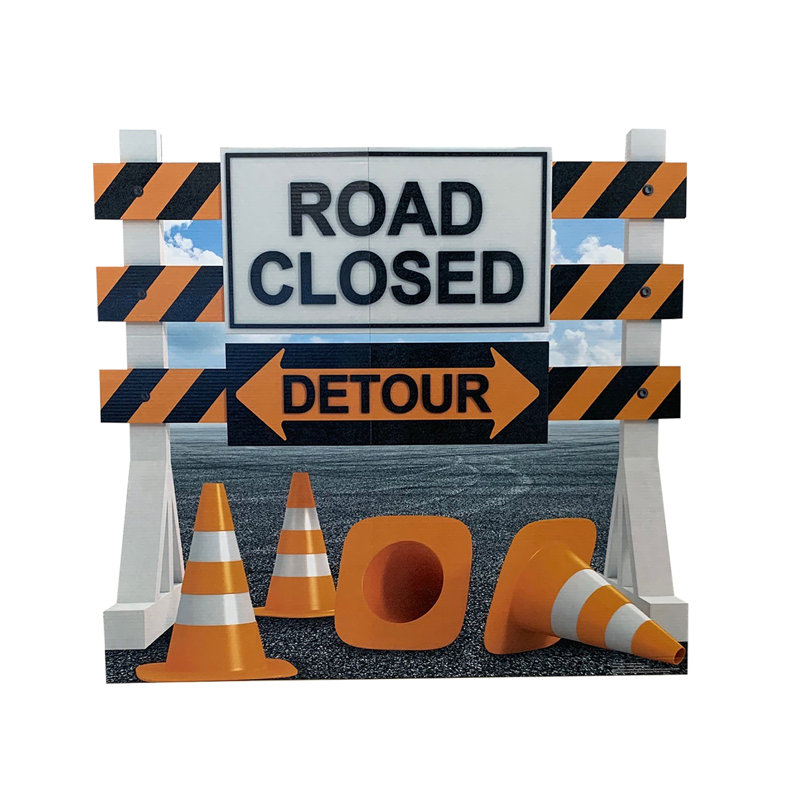 Life-Size Road Closed Detour Sign Cardboard Standup
