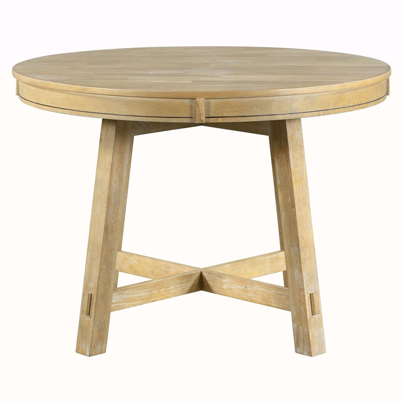 Table de salle à manger à rallonge en bois Trexm Farmhouse, Natural, Natural Wood