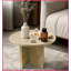 Table basse en marbre naturel pour petit salon, jaune doré et beige, facile à assembler avec veines uniques-121049142-121049145