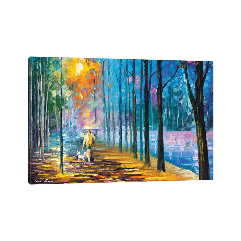 Walking My Dog by Leonid Afremov - Painting on Canvas, Wrapped Canvas, 30.48 cm H x 45.72 cm W