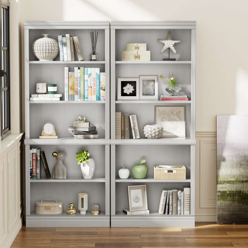 Bibliothèque Chyenna H 71,25 po avec 5 tablettes de rangement, Blanc