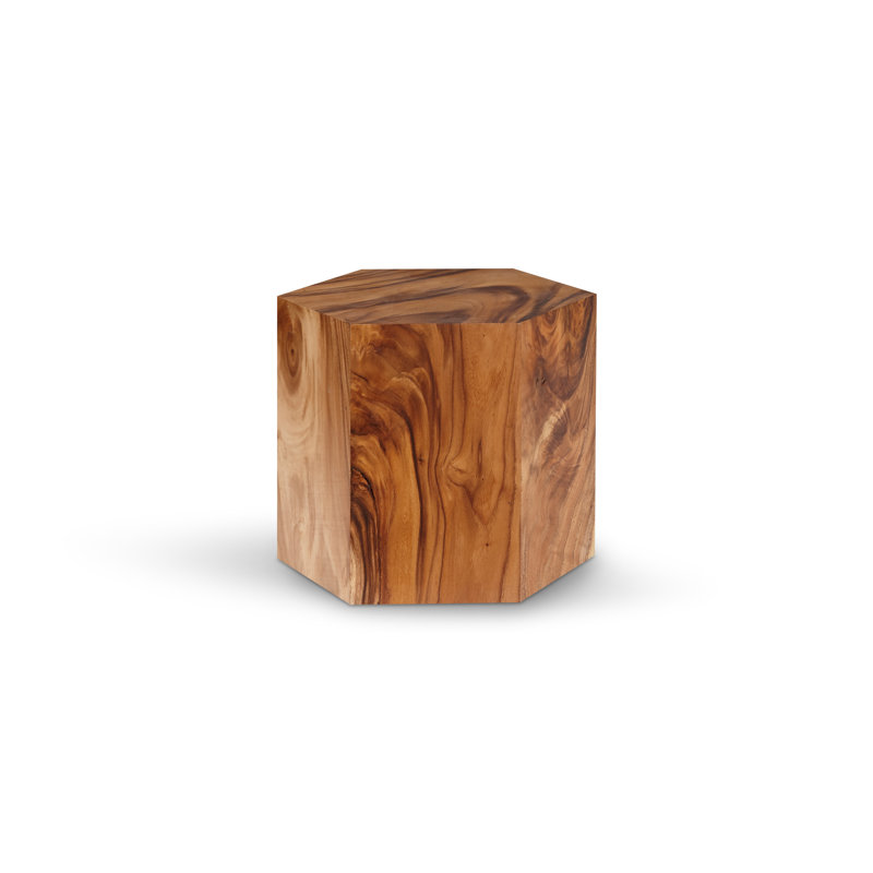 Honeycomb Brown Solid Wood Hexagonal End Table