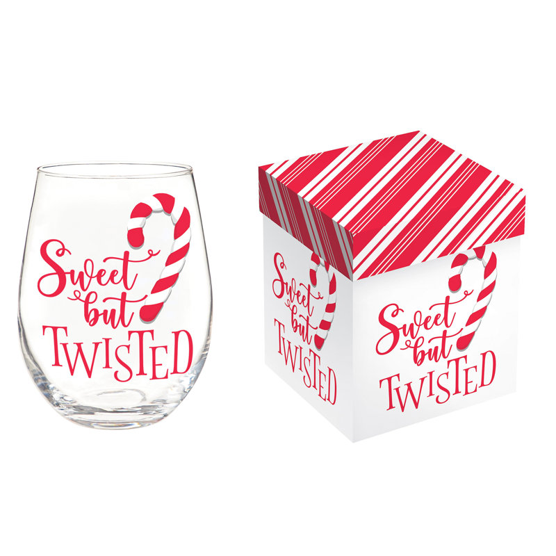 Doux mais tordu 17 oz. Verre à vin sans pied et boîte-cadeau
