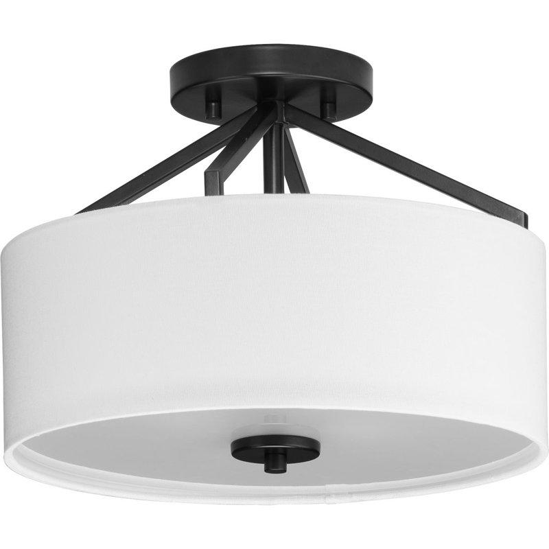 Plafonnier semi-encastré en tissu, Noir mat