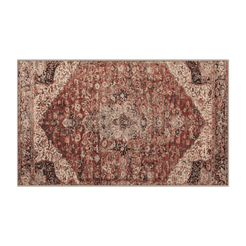 Machine Washable Brown Area Rug, Runner 2' x 5'