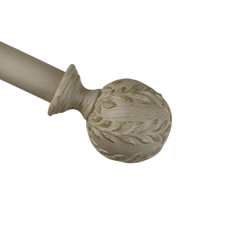Tringle à rideaux simple Nathaly, De 28 po à 48 po de largeur, Blanc doré de France / décoration doré