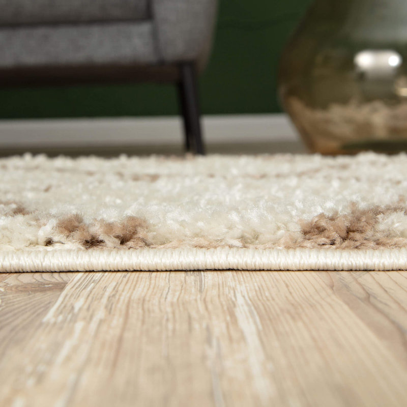 Myshaggy Collection Rugs Diamond Design in Ivory Beige, Rectangle 80 x 150cm