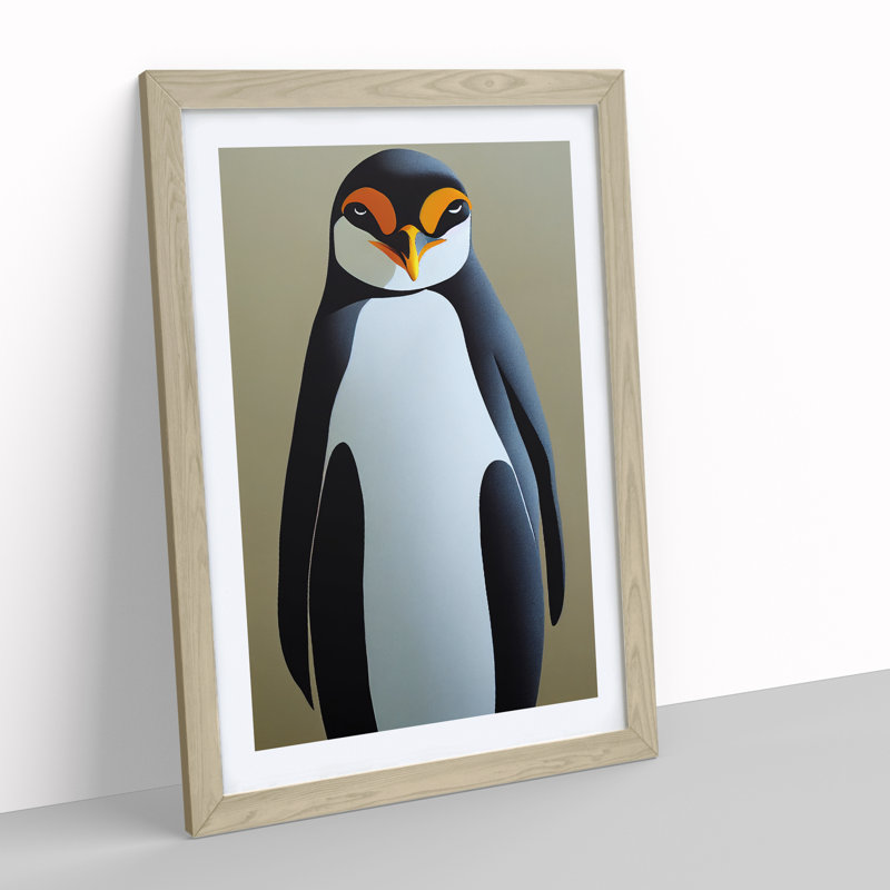 Resting Penguin - Framed Print, 34cm H x 25cm W x 2cm D, Oak