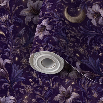 Papier de contact à peler et coller papier de lune, lueur botanique, reproduction décorative, impression auto-adhésive et amovible 24 po x 118 po (60 x 300 cm)