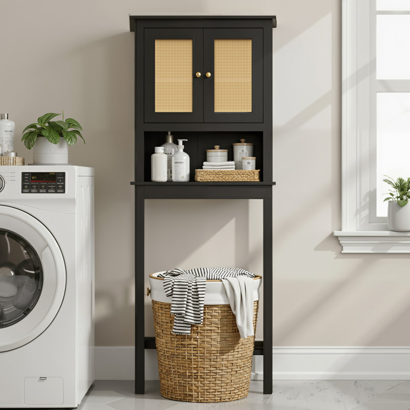 Rangement autoportant au-dessus de la toilette de 63 po H, Noir