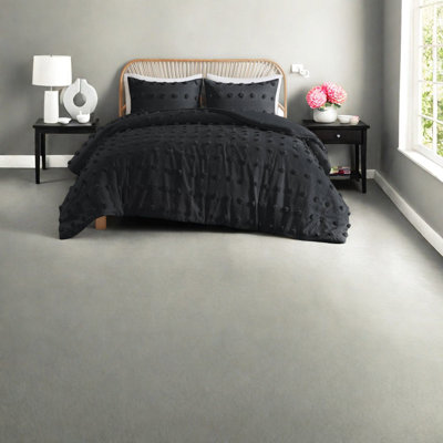 Luxurious Polyester Bedding Sets, Black Jacquard Style For Home