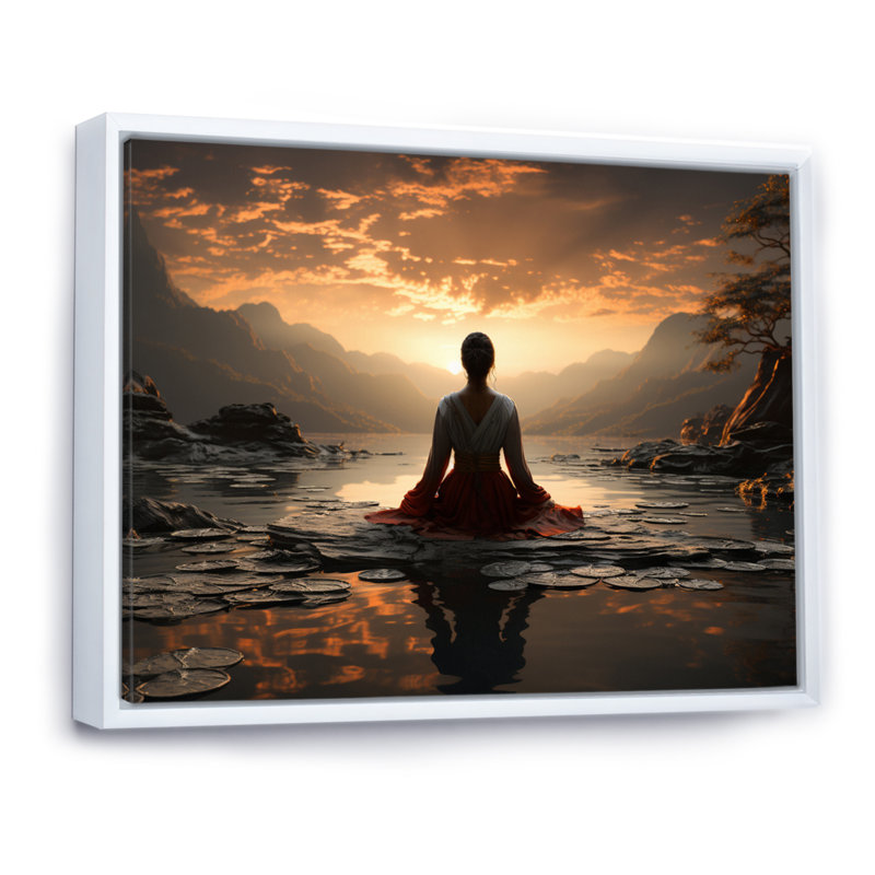 «Black Peach Meditation Eernal Now», reproduction d'art sur toile encadrée, H 34 po x l 44 po x P 1,5 po