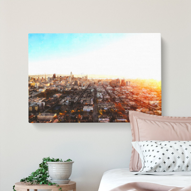San Francisco California Skyline Painting - Wrapped Canvas, 40cm H x 60cm W x 4cm D