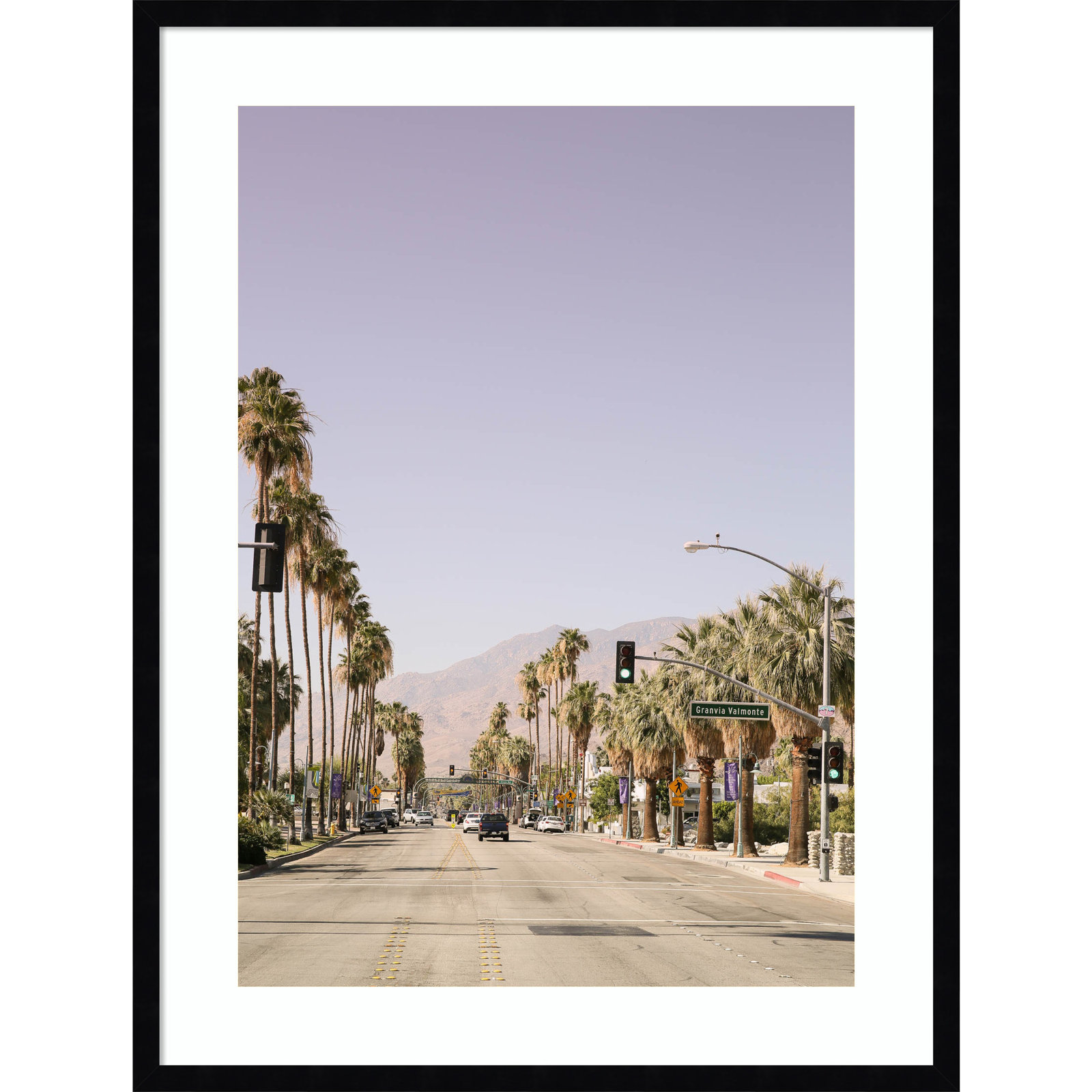 Palm Spring Street by Shot by Clint Wood Framed Wall Art Print, Black, 33" H x 25" W