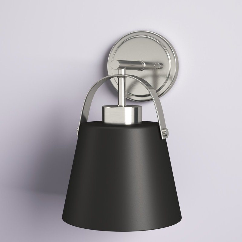 Elizabella Steel Armed Sconce, Matte Black, Brushed Nickel