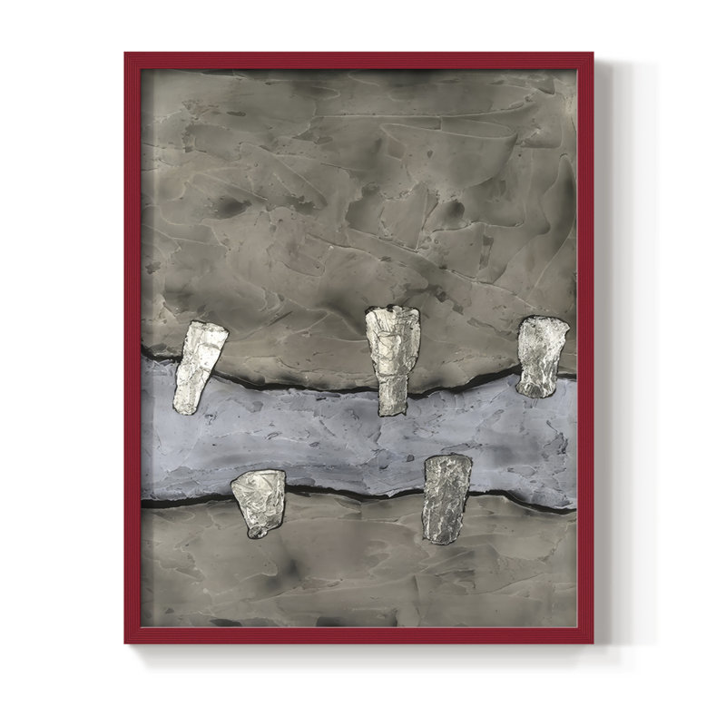 «Stonemasonry I», reproduction encadrée - bois massif, H 21 po x l 17 po, Rouge