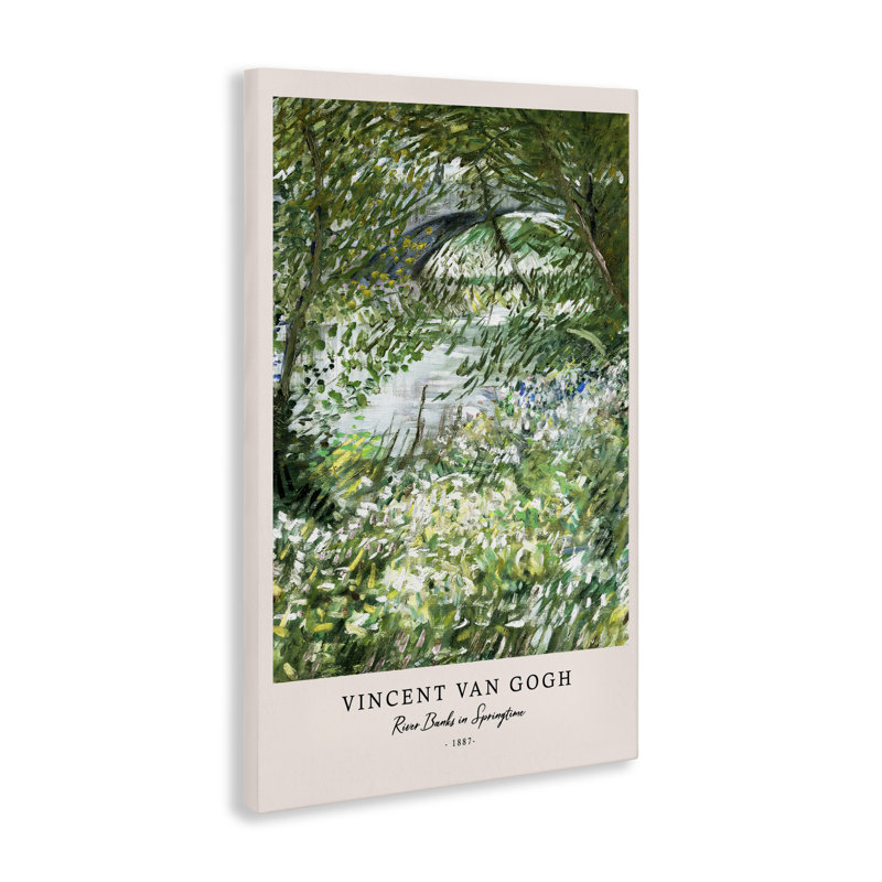 Classic River Banks At Springtime Canvas, design par Vintage Hustle, H 30 po x l 20 po