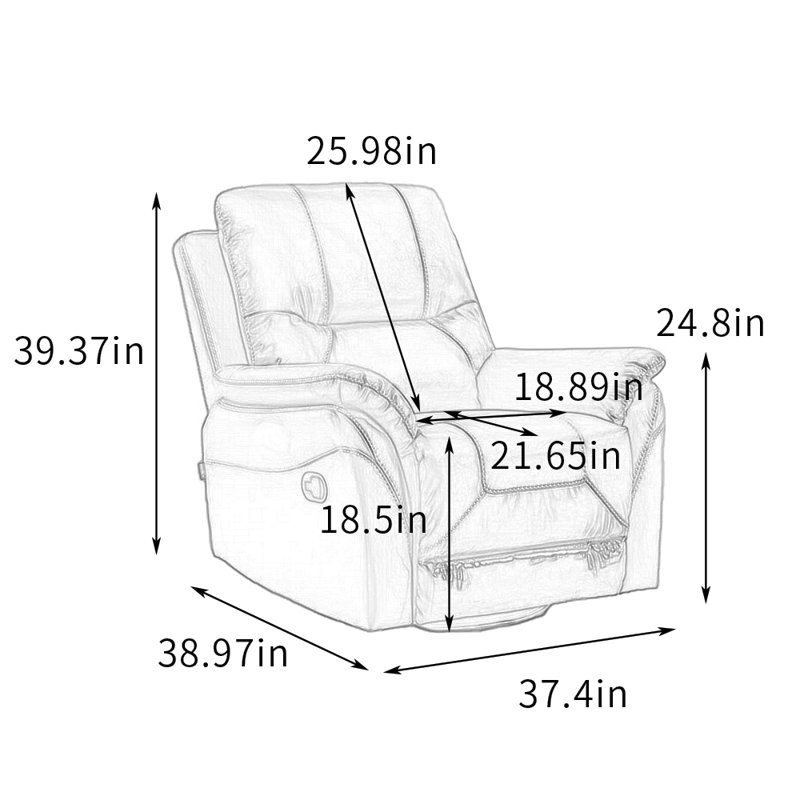 Modern Single Adjustable 360° Rotate Recliner, Orange