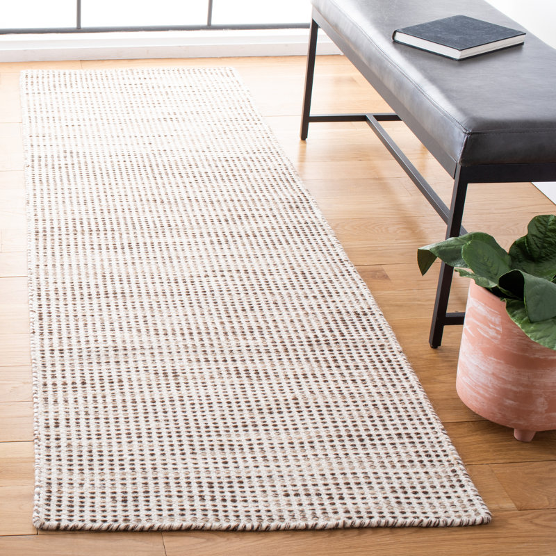 Corenia Hand Tufted Wool/Cotton Rug in Brown/Ivory, Runner 2'3" x 11'