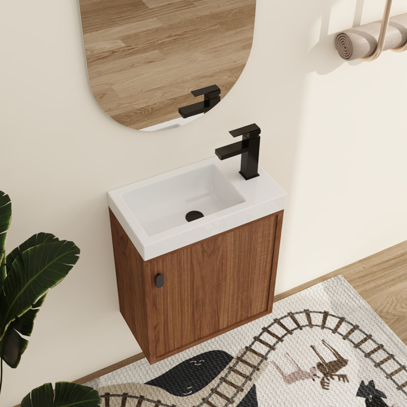 Ensemble de meuble-lavabo simple 18 po avec lavabo en résine Drifor, ensemble de meuble-lavabo simple 18 po avec plateau en résine