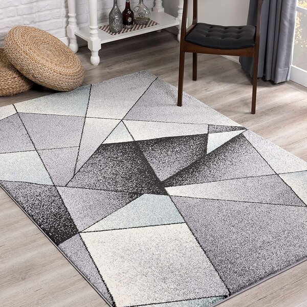 Corrigan Studio® Gray And Blue Prism Pattern Area Rug | Wayfair