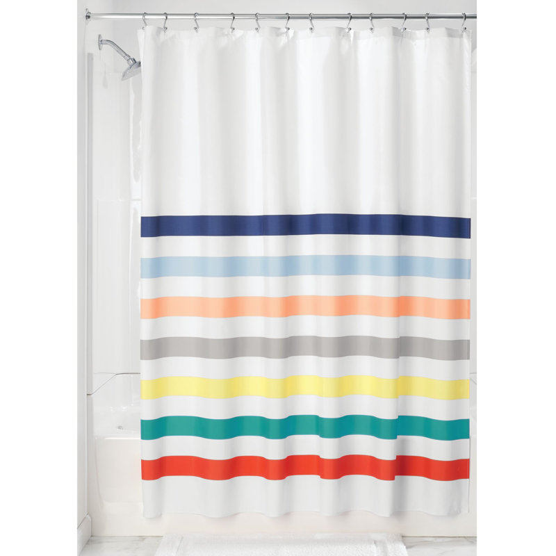 Multicolor Striped PEVA Polyester Shower Curtain 72x72 Inch