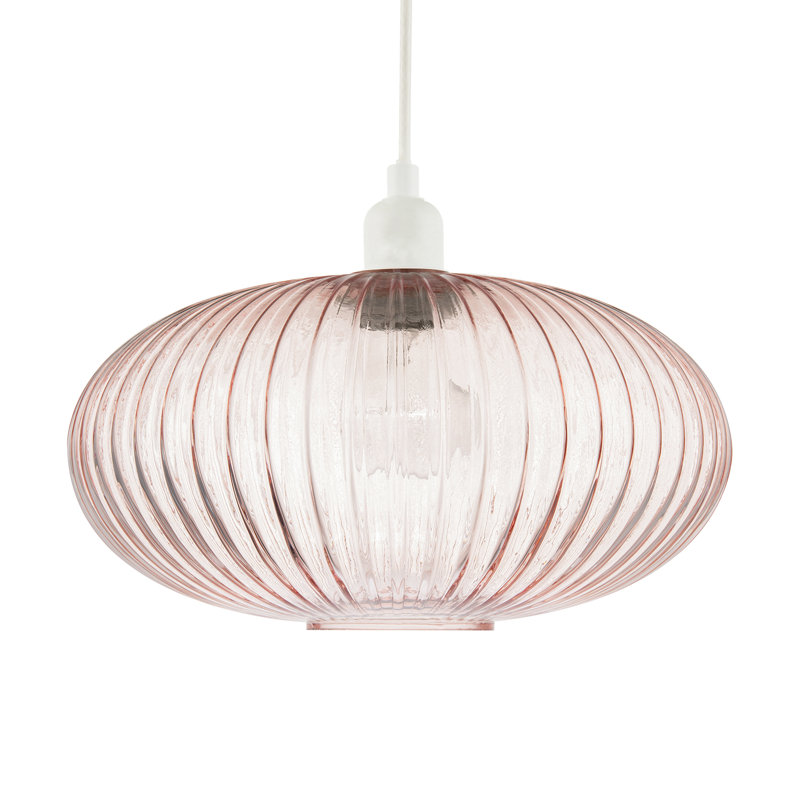 17cm H Glass Oval Pendant Shade ( No Direct Attachment Method ), Pink