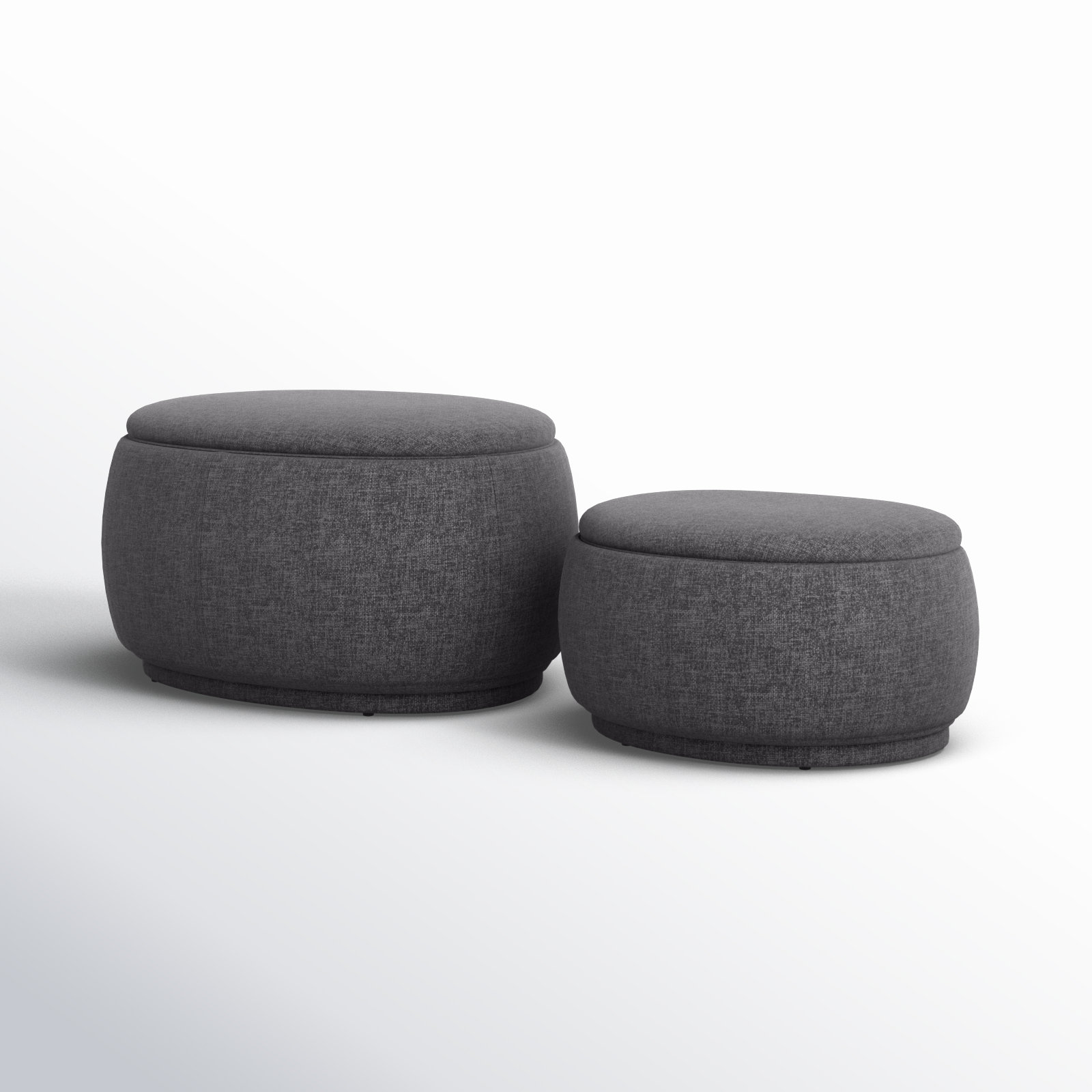Hoya 34" Ottoman, Joyce Charcoal Performance Basketweave