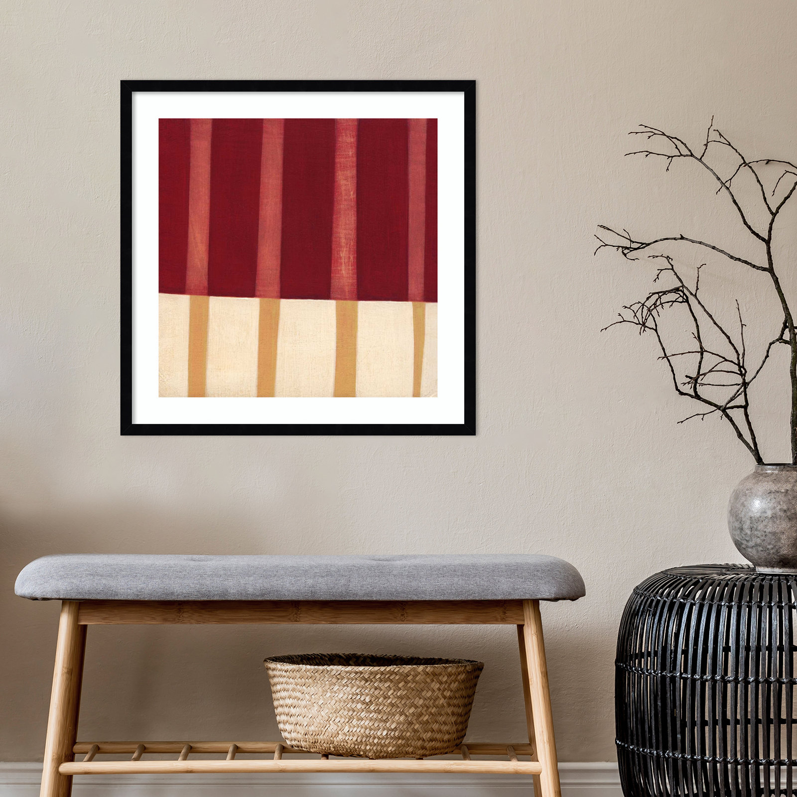Broken Stripes 4 by Laura Nugent, Black, 25" H x 25" W x 1" D