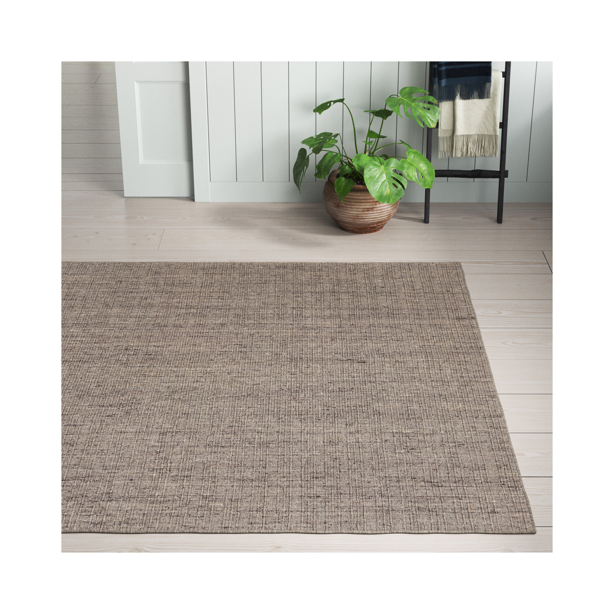 Handmade Brown/Taupe Rug, Rectangle 6' x 9'