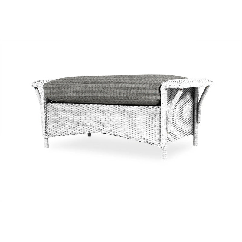 Nantucket Outdoor Ottoman, White, Demo Oatmeal